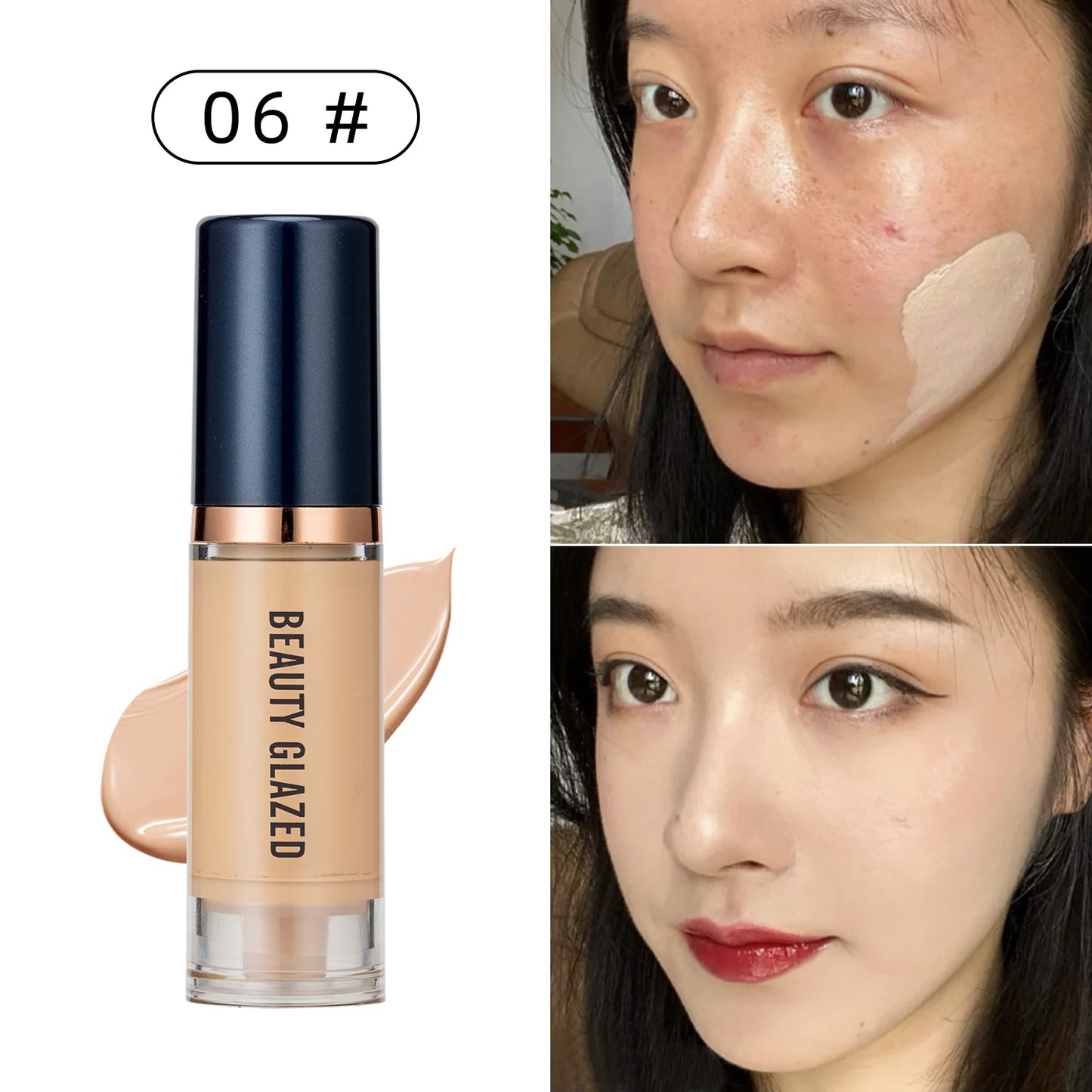 Beauty Glazed 6-Color Liquid Foundation – Full Coverage & Hydrating