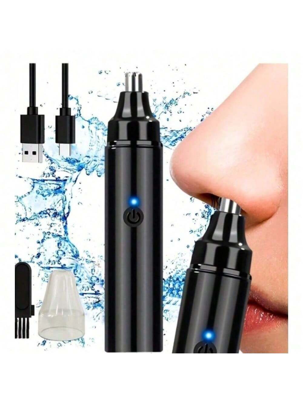 1PC Portable Electric Nose Hair Trimmer – USB Rechargeable Nose, Ear & Eyebrow Groomer