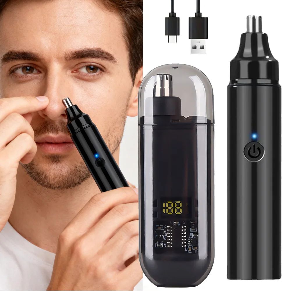 1PC Portable Electric Nose Hair Trimmer – USB Rechargeable Nose, Ear & Eyebrow Groomer