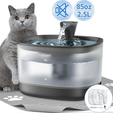 ZYFeeder 2.2L Automatic Cat Water Fountain – Square Stainless Steel Pet Water Feeder with Water-Level Window (No 5V 1A Plug)