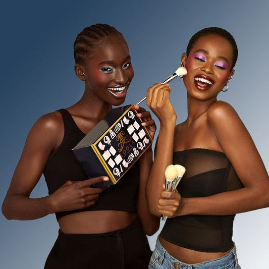 Double-Head Professional Makeup Brush – Powder, Blush & Loose Powder Brush with Exquisite Metal Handle + Storage Box