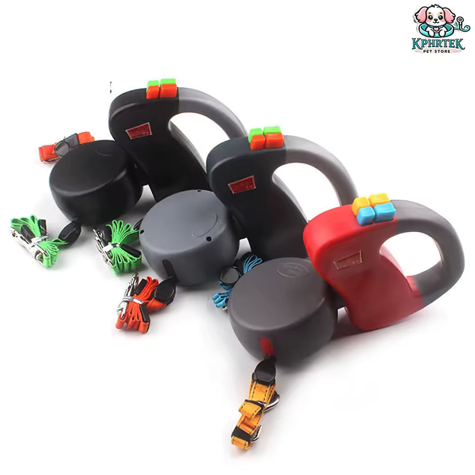 Retractable Dual Doggie Leash with LED Light, 360 Swivel No Tangle for Each Dog