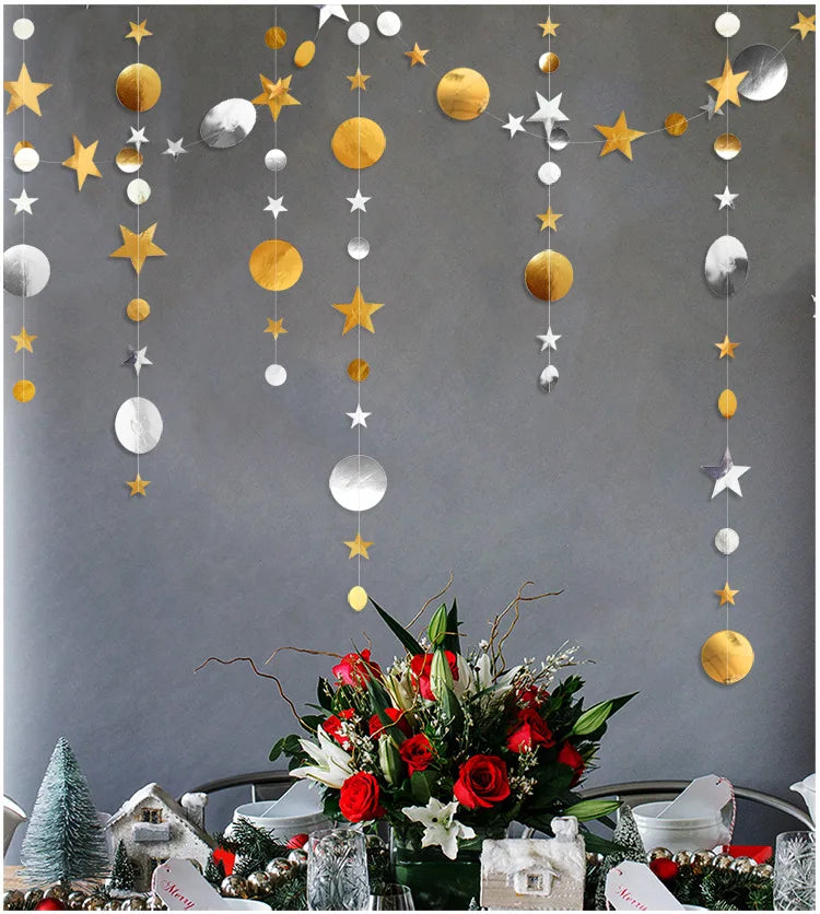 Paper Star & Dot Garland Decoration Banner