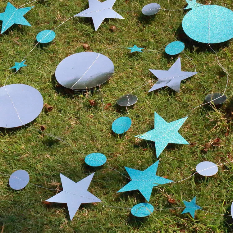 Paper Star & Dot Garland Decoration Banner