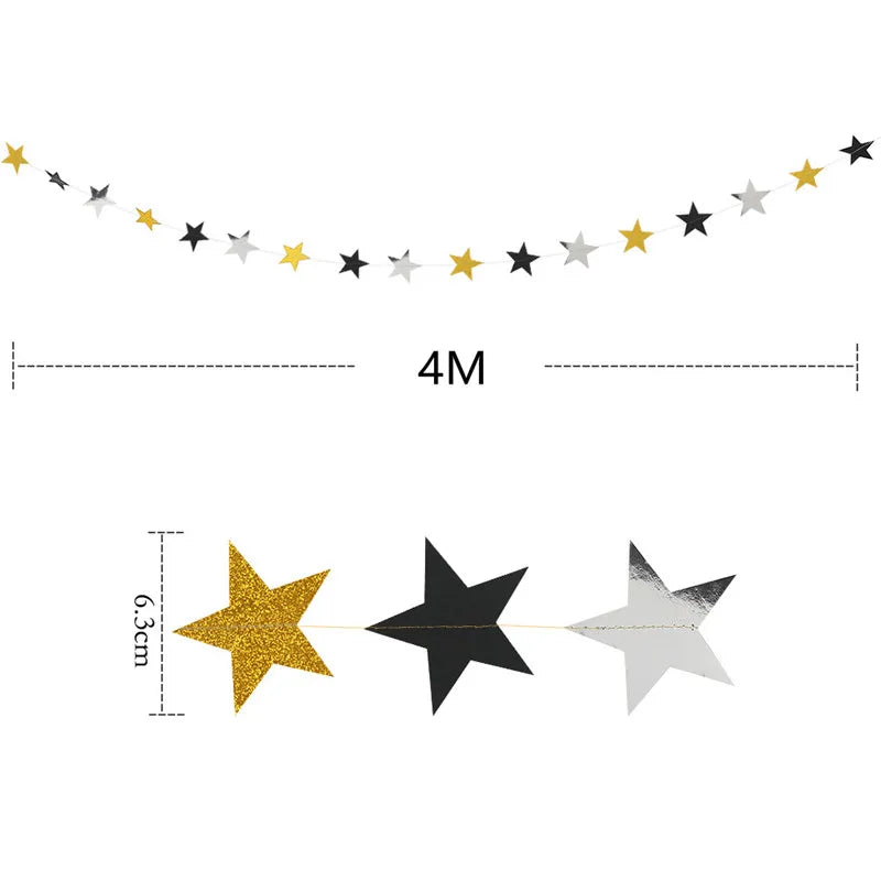 Paper Star & Dot Garland Decoration Banner