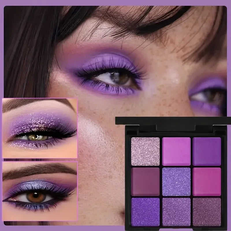 Luxurious Purple 9-Color Eyeshadow Palette – Matte & Shimmer