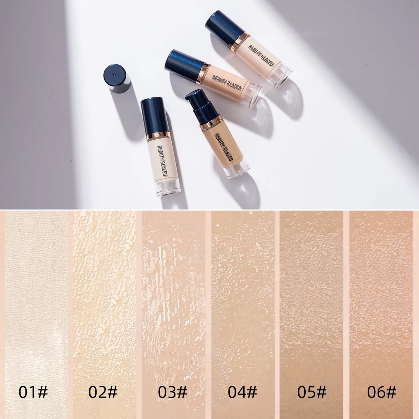 Beauty Glazed 6-Color Liquid Foundation – Full Coverage & Hydrating