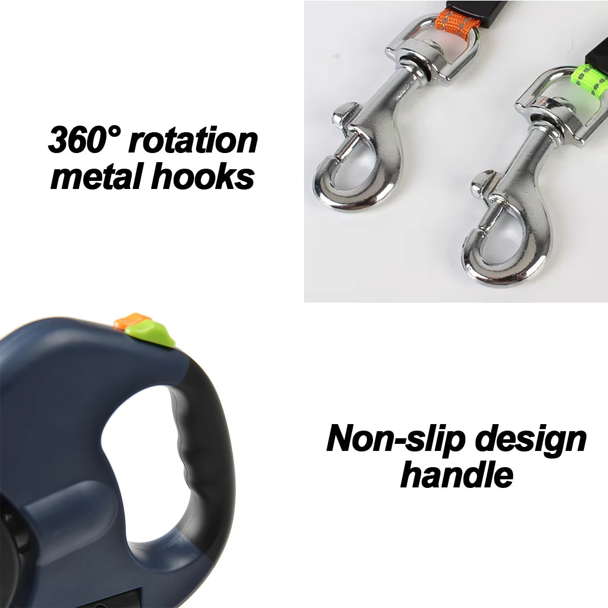 3m Double-Ended Dog Leash Auto Retractable Traction Rope 360 Degree Dual Head Walking