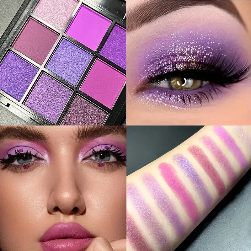 Luxurious Purple 9-Color Eyeshadow Palette – Matte & Shimmer