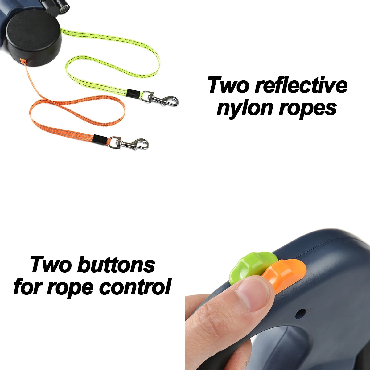 3m Double-Ended Dog Leash Auto Retractable Traction Rope 360 Degree Dual Head Walking