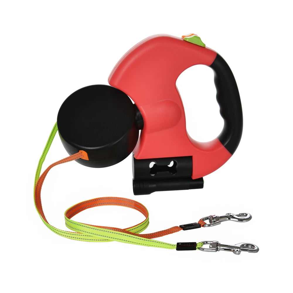 3m Double-Ended Dog Leash Auto Retractable Traction Rope 360 Degree Dual Head Walking