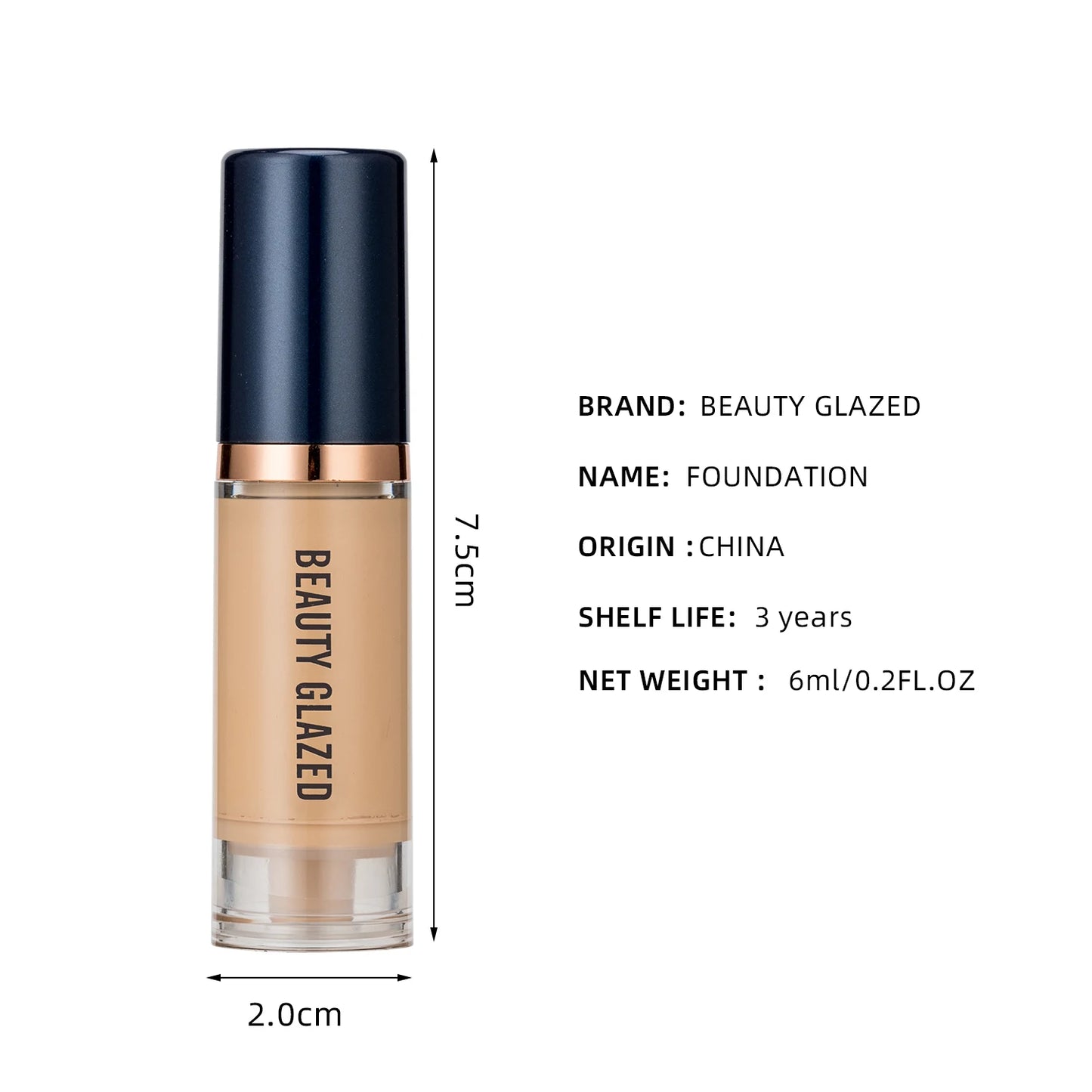Beauty Glazed 6-Color Liquid Foundation – Full Coverage & Hydrating
