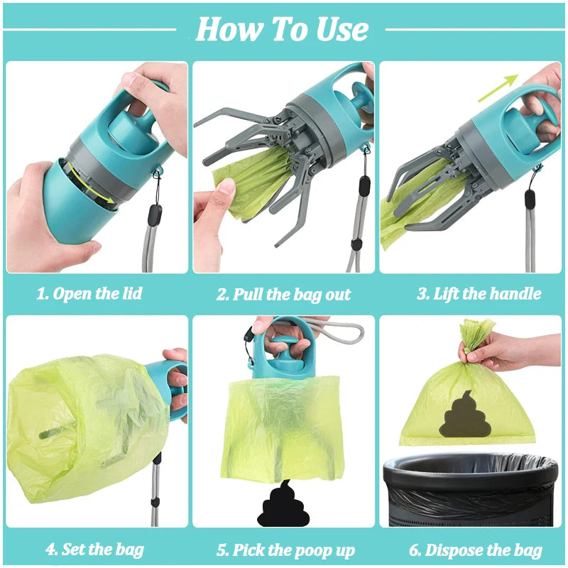 Portable Dog Pooper Scooper with Garbage Bag – Outdoor Pet Waste Cleaner
