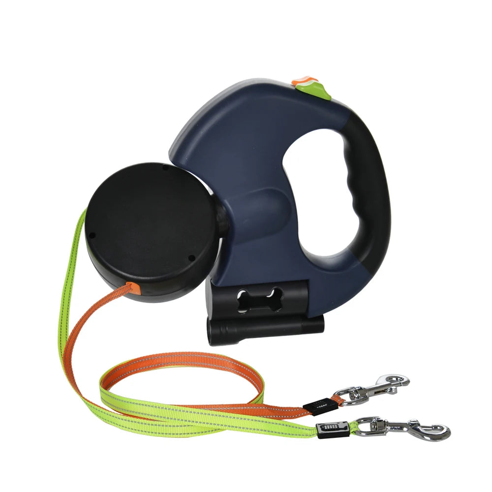 3m Double-Ended Dog Leash Auto Retractable Traction Rope 360 Degree Dual Head Walking