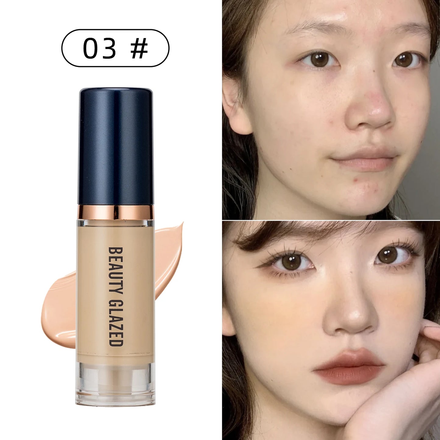 Beauty Glazed 6-Color Liquid Foundation – Full Coverage & Hydrating