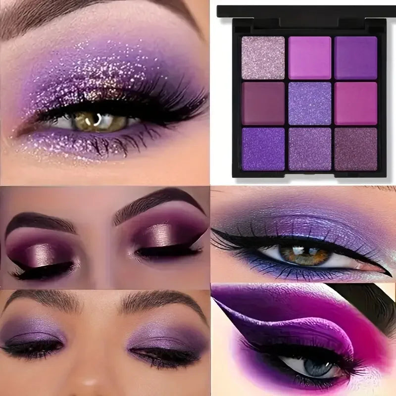 Luxurious Purple 9-Color Eyeshadow Palette – Matte & Shimmer