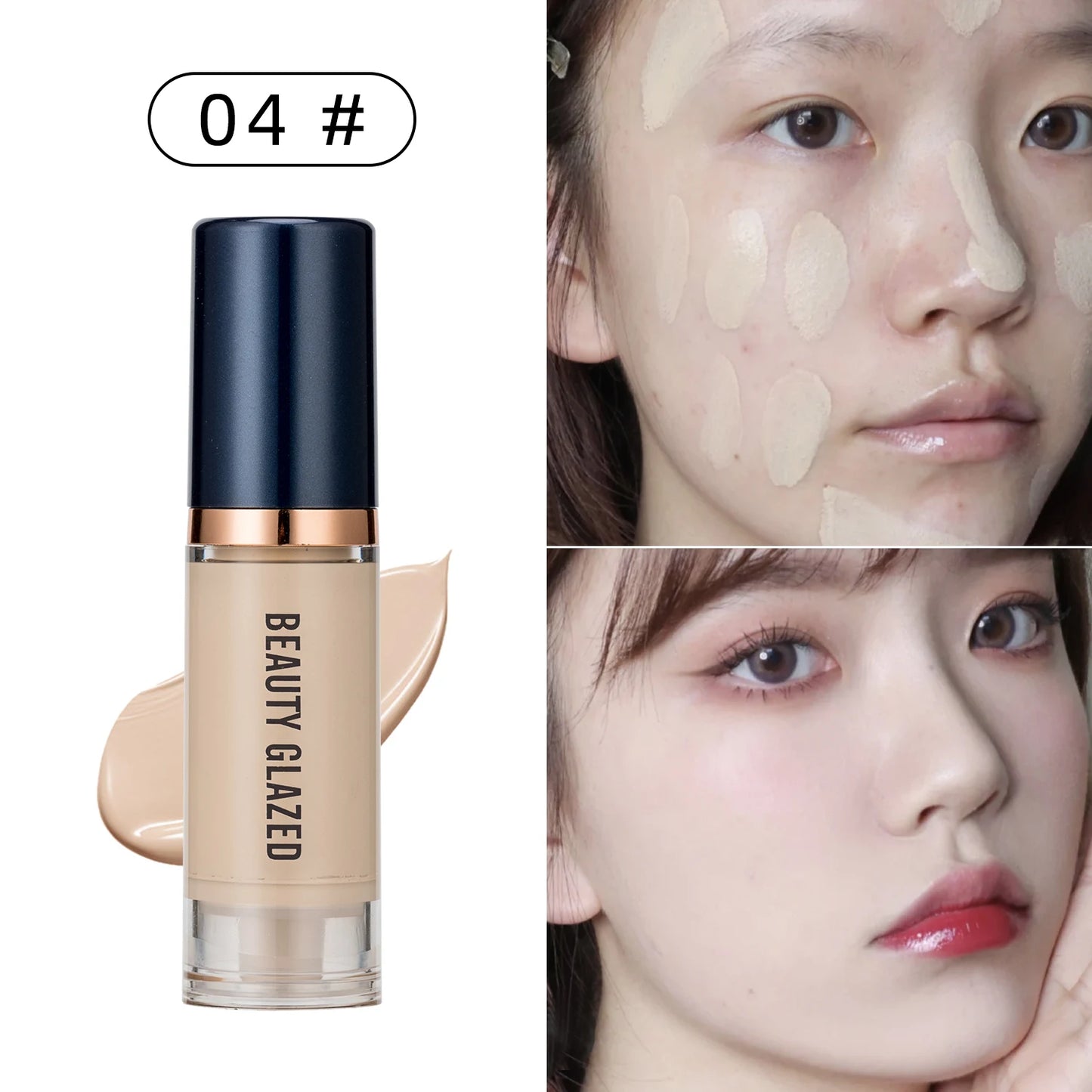 Beauty Glazed 6-Color Liquid Foundation – Full Coverage & Hydrating
