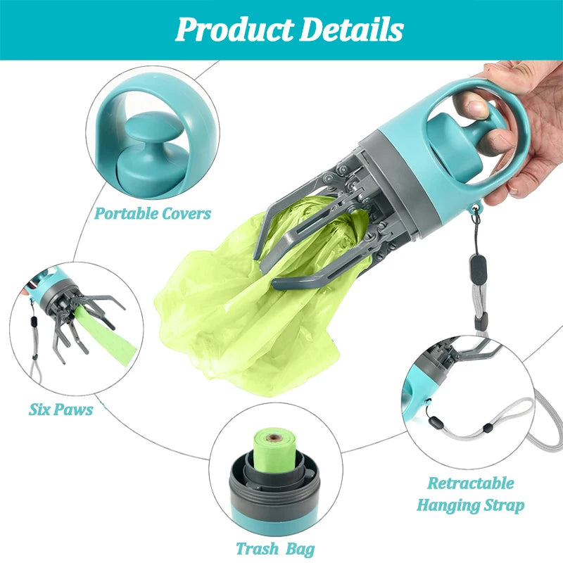 Portable Dog Pooper Scooper with Garbage Bag – Outdoor Pet Waste Cleaner