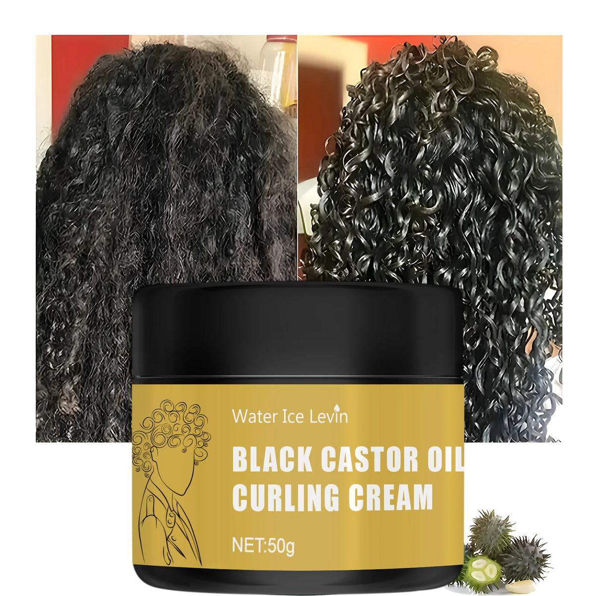 Black Castor Oil Curly Hair Styling Cream – for Men & Women
